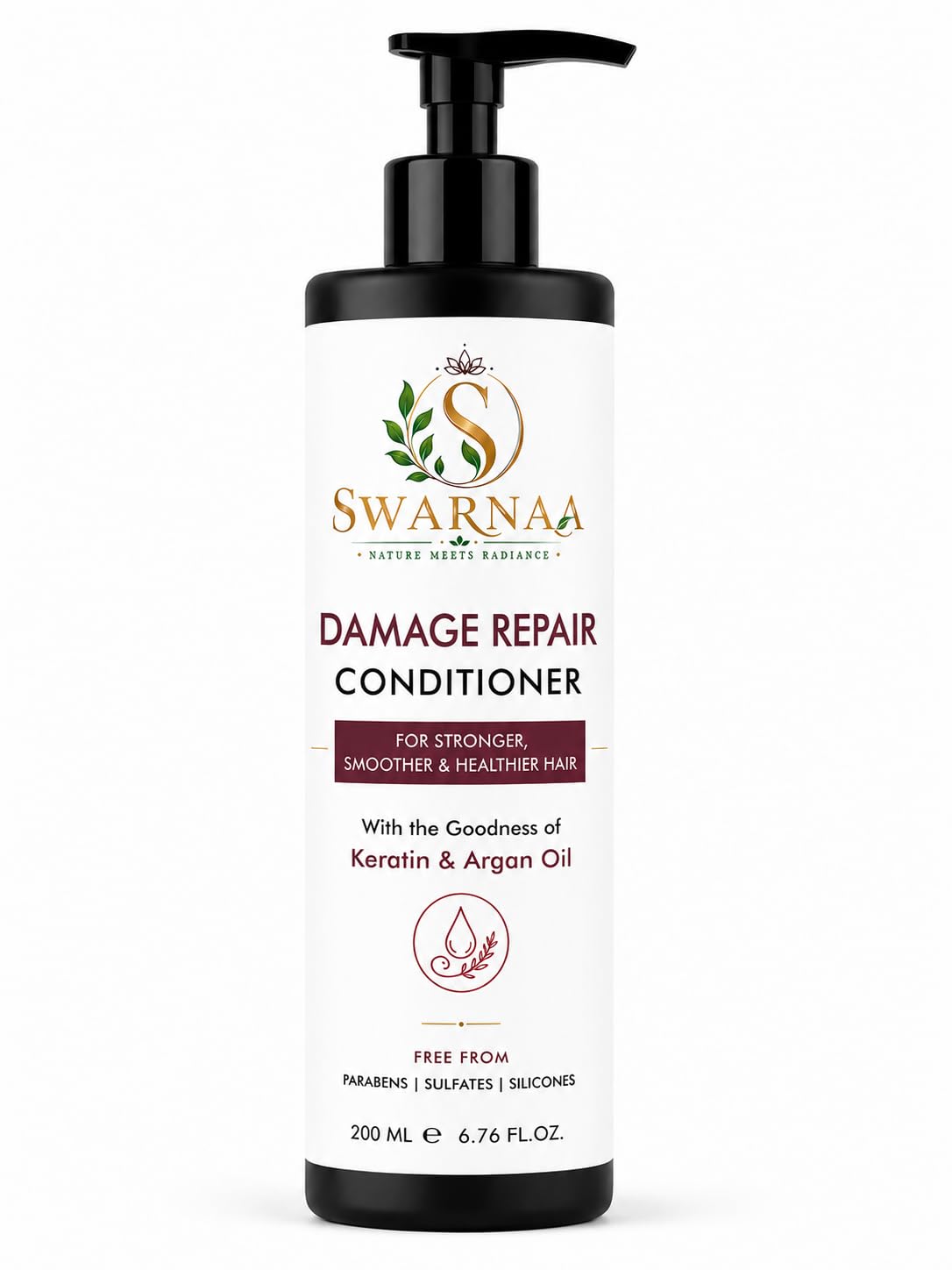 Swarnaa Damage Repair Conditioner for Dry, Frizzy & Damaged Hair | Helps Nourish, Smooth & Strengthen Hair | Improves Manageability & Softness | Suitable for Men & Women | All Hair Types | 200ml