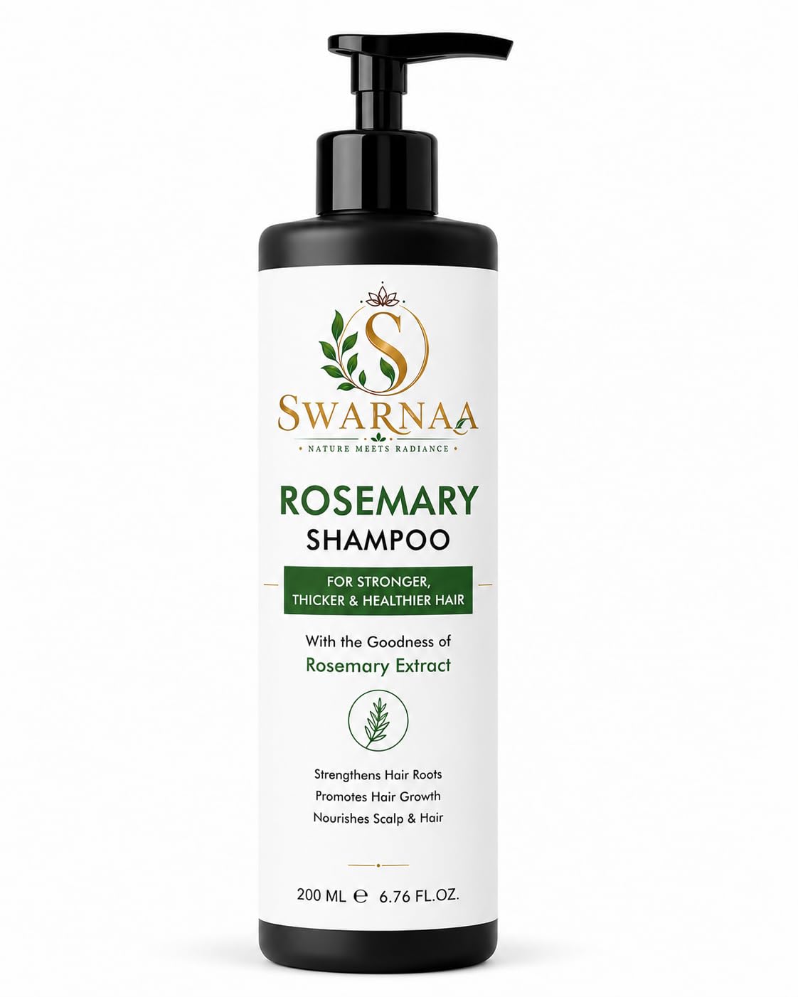 Swarnaa Rosemary Shampoo for Hair Strength & Scalp Nourishment | Helps Strengthen Hair Roots, Nourish Scalp & Improve Hair Manageability | Gentle Daily Hair Cleanser for Men & Women | All Hair Types | 200ml