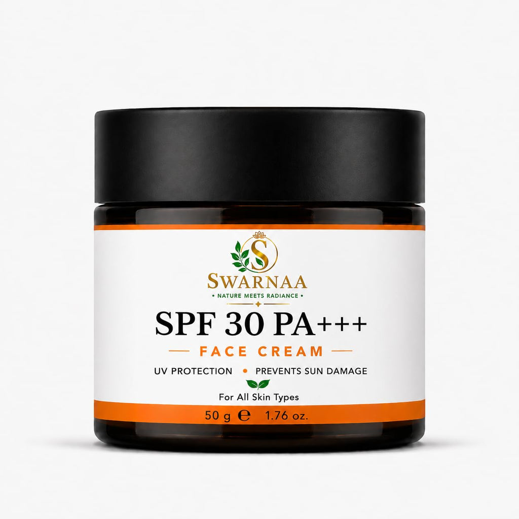 Swarnaa SPF 30 PA+++ Face Cream | Broad Spectrum UVA & UVB Protection | Daily Moisturizing Sunscreen Cream for Men & Women | Lightweight & Non-Greasy Formula | All Skin Types | 50g