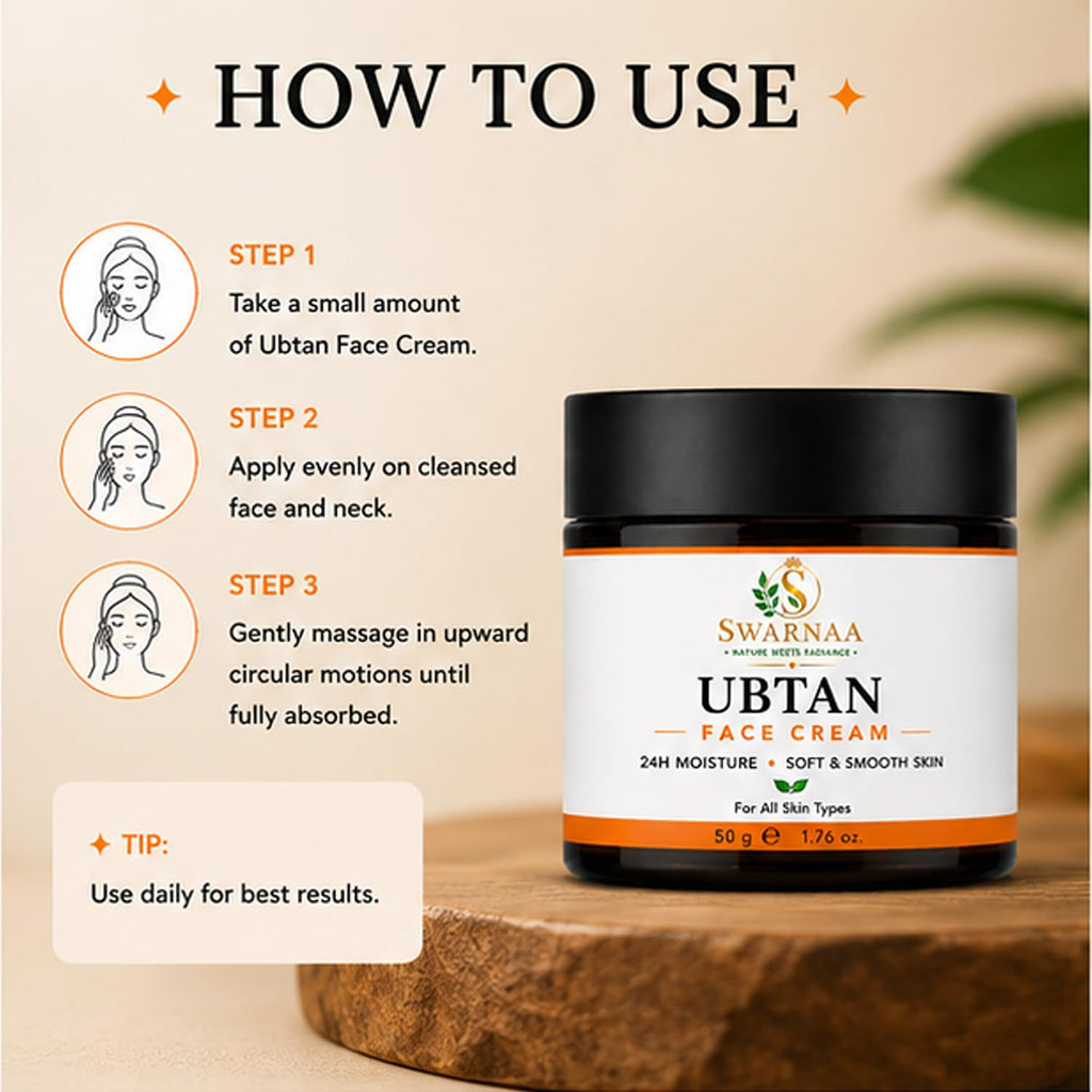 Swarnaa Ubtan Face Cream for Daily Moisturization & Skin Nourishment | Helps Improve Skin Softness, Smoothness & Natural Glow | Hydrating Face Cream for Men & Women | All Skin Types | 50g