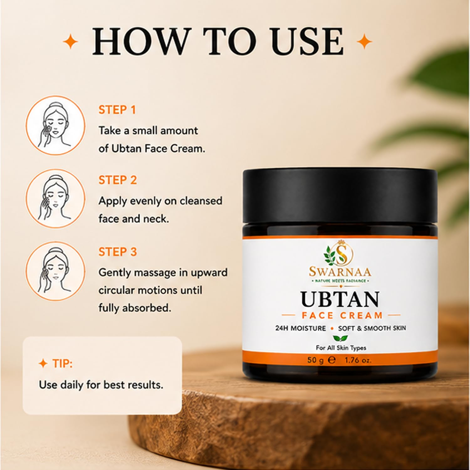 Swarnaa Ubtan Face Cream for Daily Moisturization & Skin Nourishment | Helps Improve Skin Softness, Smoothness & Natural Glow | Hydrating Face Cream for Men & Women | All Skin Types | 50g