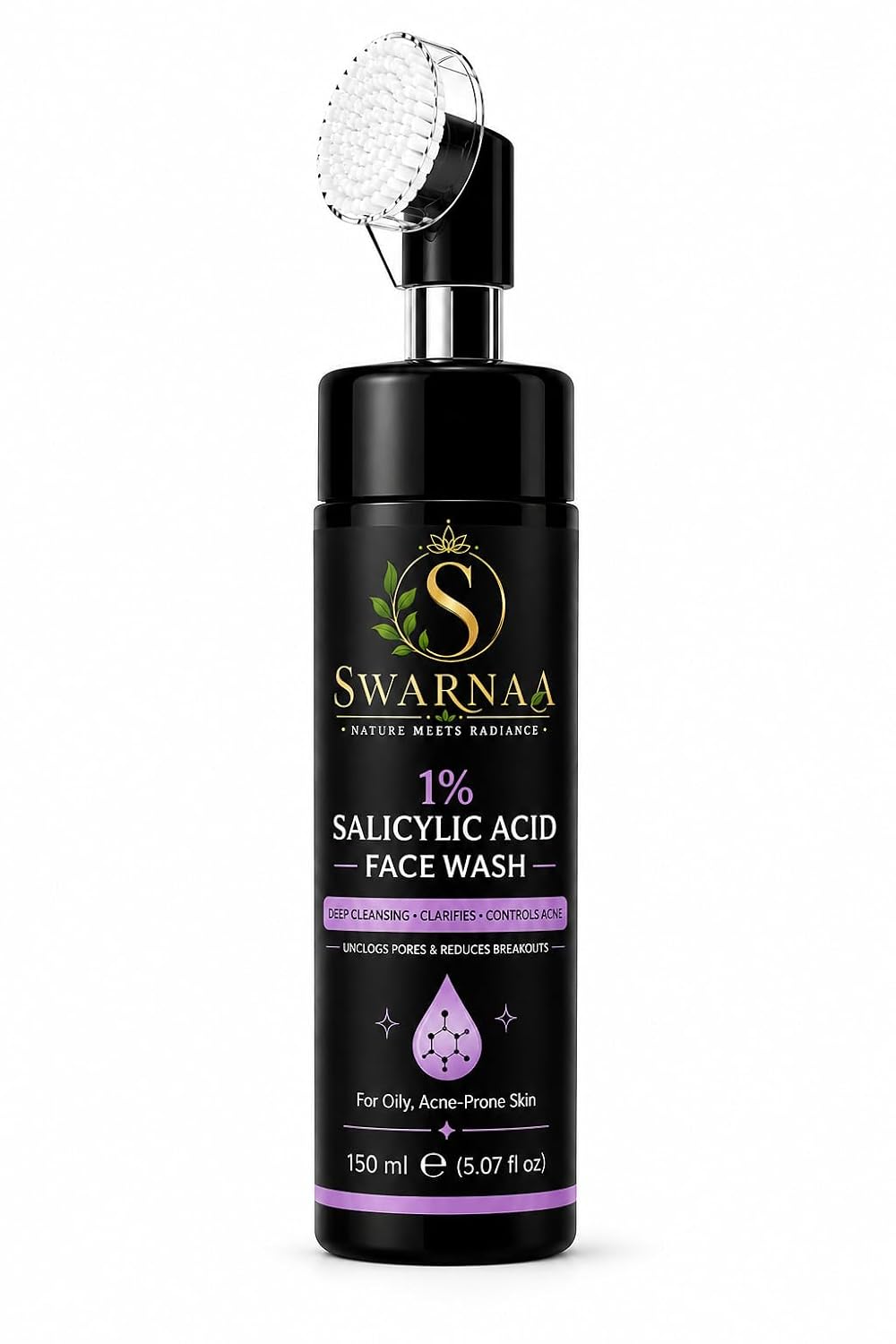 Swarnaa 1% Salicylic Acid Face Wash for Oily & Acne-Prone Skin | Helps Cleanse Pores, Remove Excess Oil & Impurities | Daily Facial Cleanser for Men & Women | All Skin Types | 150ml
