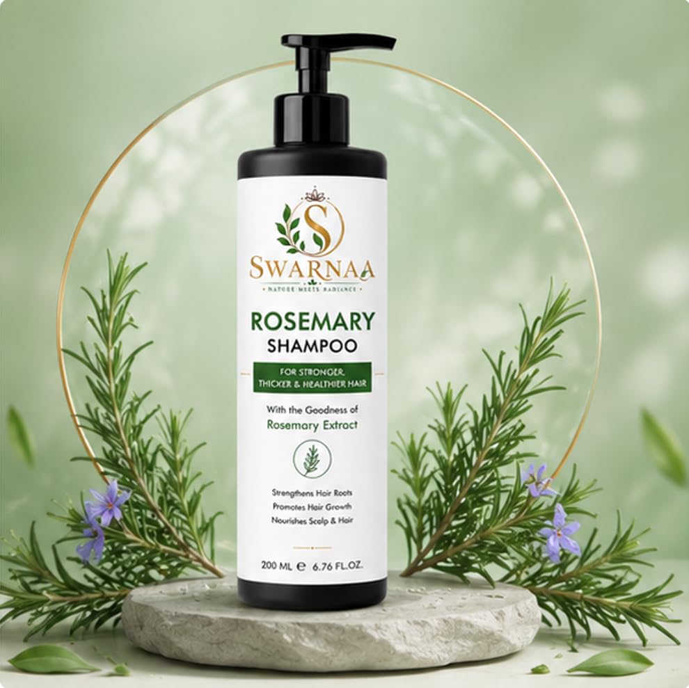 Swarnaa Rosemary Shampoo for Hair Strength & Scalp Nourishment | Helps Strengthen Hair Roots, Nourish Scalp & Improve Hair Manageability | Gentle Daily Hair Cleanser for Men & Women | All Hair Types | 200ml