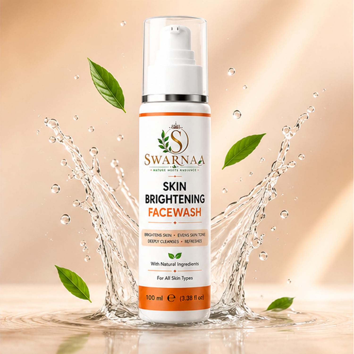 Swarnaa Skin Brightening Face Wash for Glowing & Even Tone Skin | Deep Cleansing Daily Face Cleanser | Helps Remove Dirt, Oil & Impurities | Suitable for Men & Women | All Skin Types | 100ml