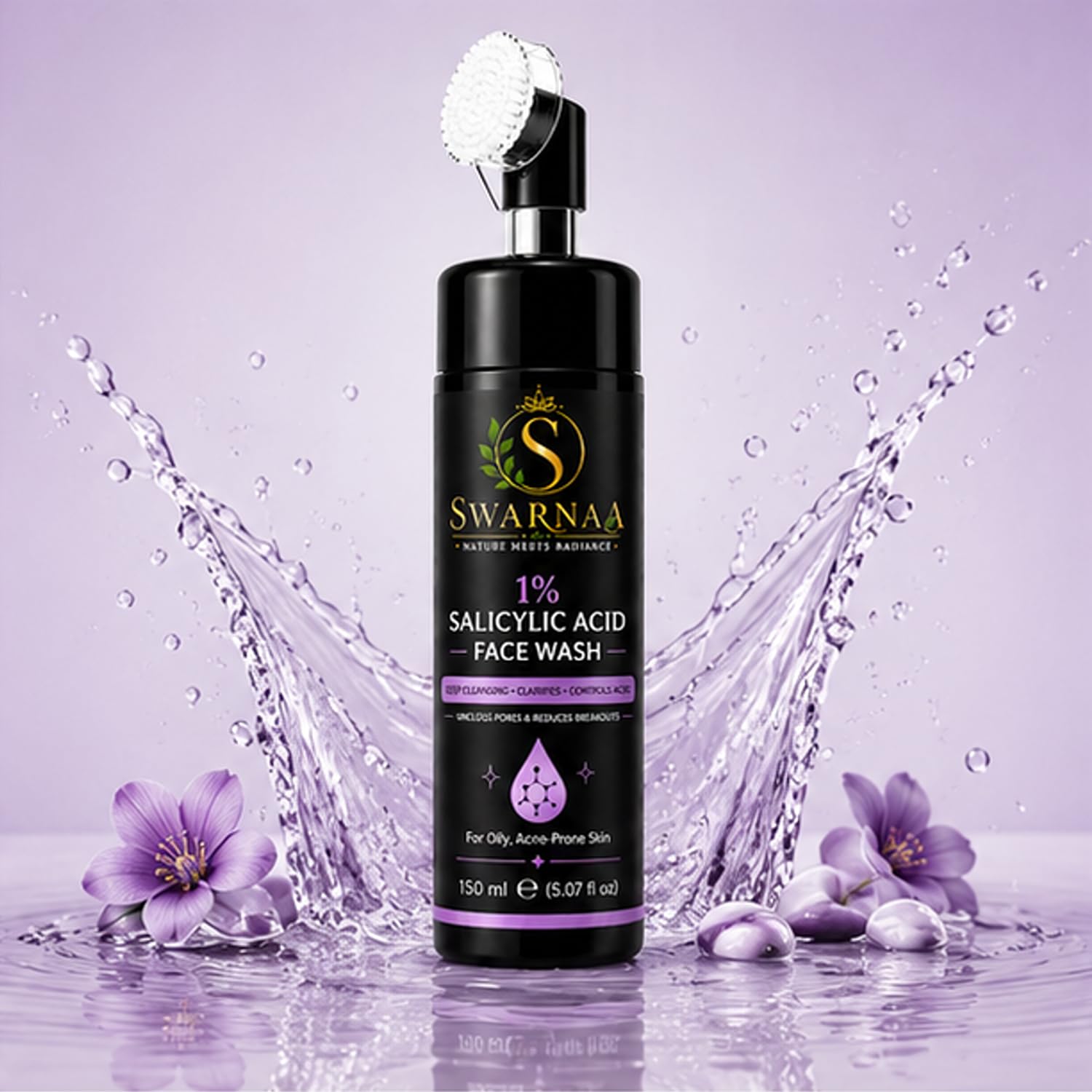 Swarnaa 1% Salicylic Acid Face Wash for Oily & Acne-Prone Skin | Helps Cleanse Pores, Remove Excess Oil & Impurities | Daily Facial Cleanser for Men & Women | All Skin Types | 150ml